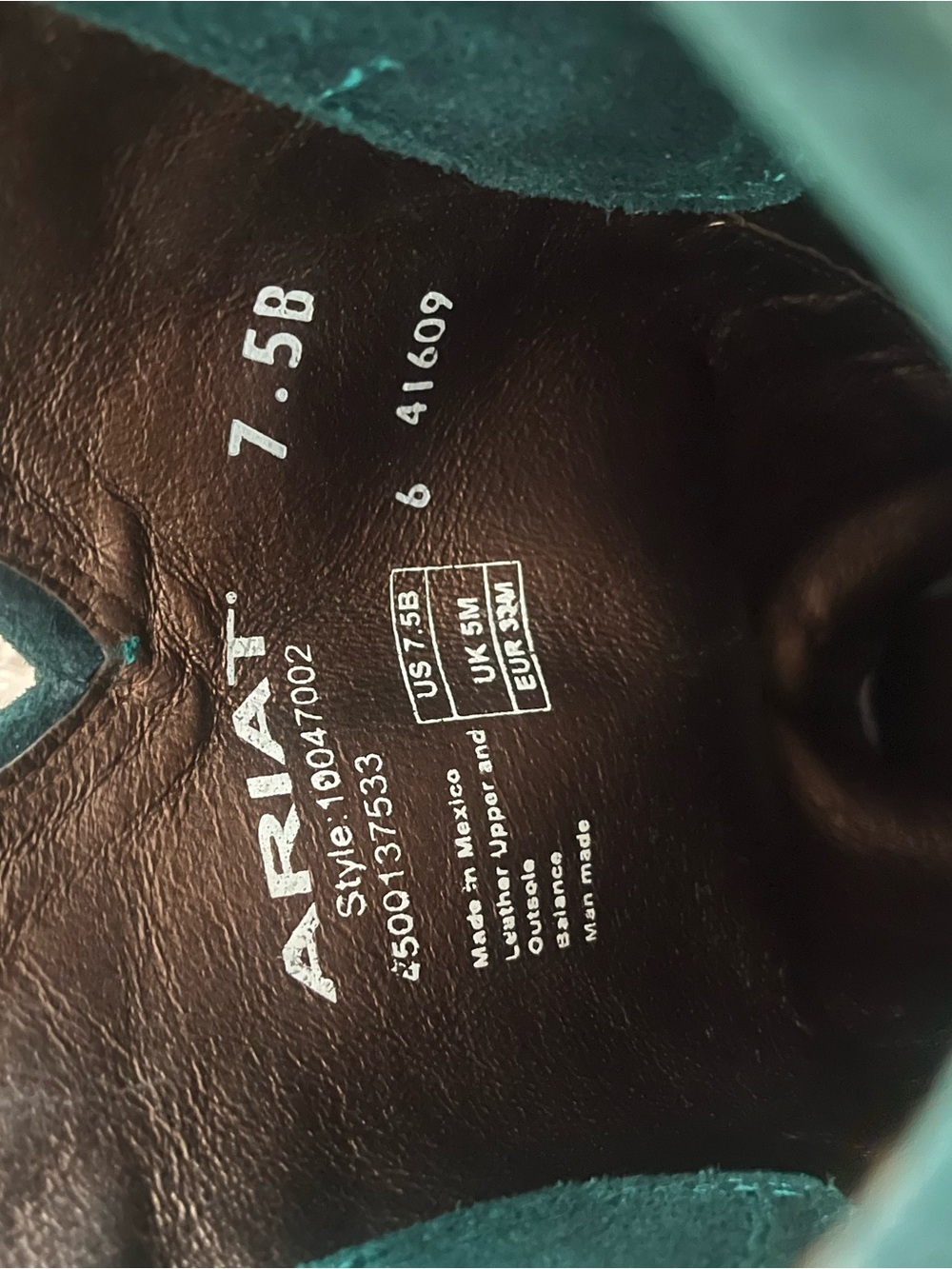 Ariat Memphis Square Toe Blue Suede and Leather Western Boots 7.5B - Picture 5 of 7